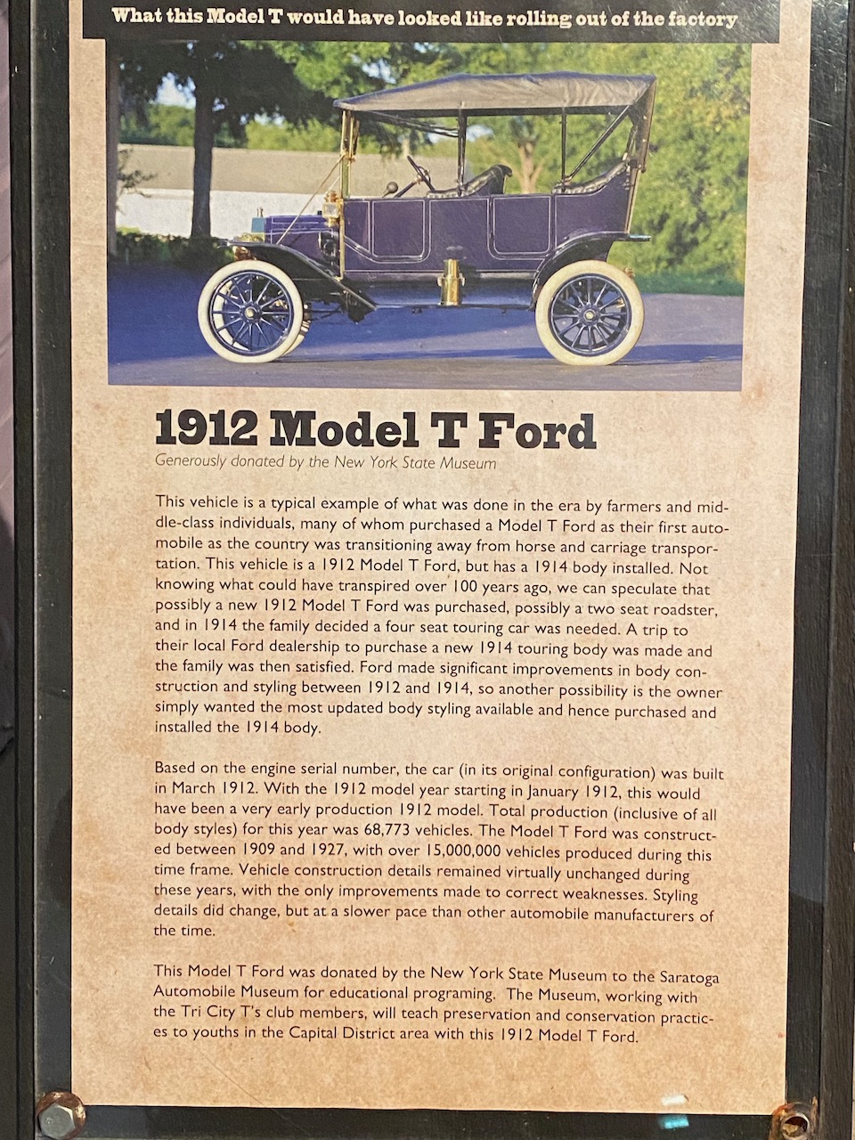 saratoga spa - 1912 model t sign