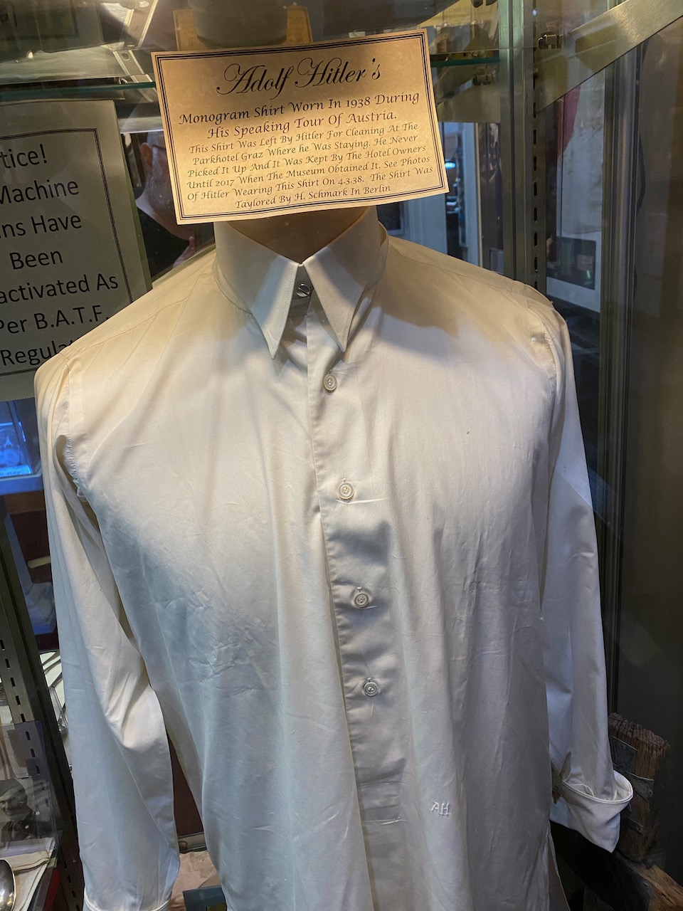 Gettysburg History Museum - hitlers shirt